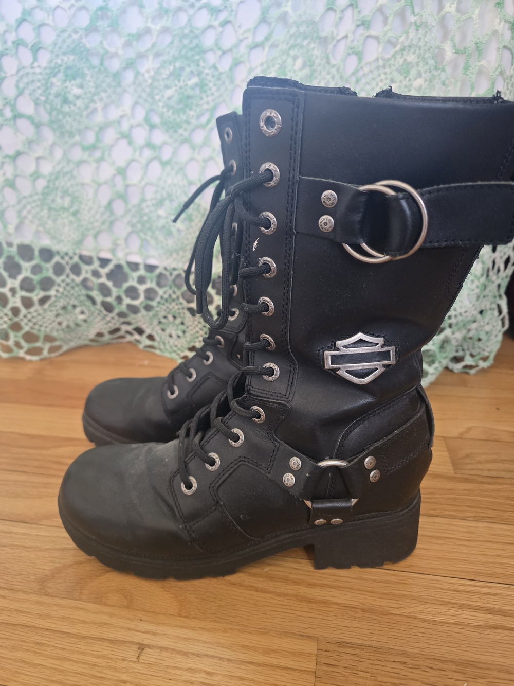 Harley-Davidson Women's Black Lace-Up Motorcycle Boots
